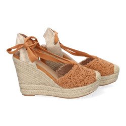 Sandalias de Cuña de Yute para Mujer Diseño Comodo y Moderno Elegante con Cintas