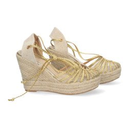 Sandaliass de Cuña con Cordones Anudables al tobillo