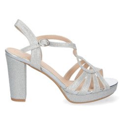 Sandalias de Tacon Brillante y Hebilla