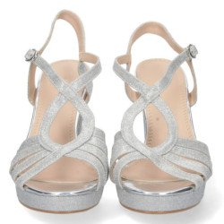 Sandalias de Tacon Brillante y Hebilla