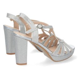 Sandalias de Tacon Brillante y Hebilla