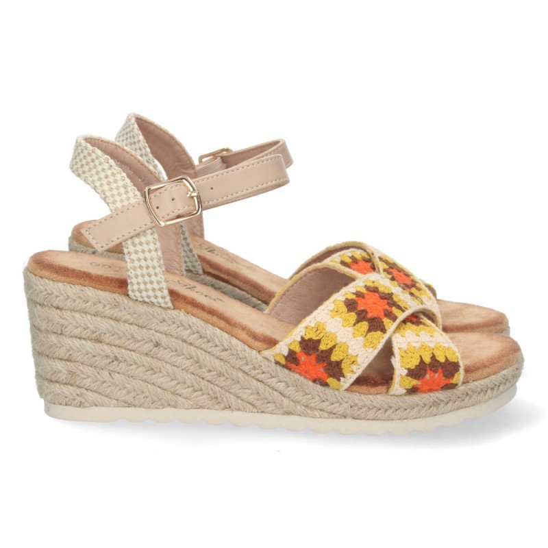 Sandalias de Cuña con Yute y Hebilla