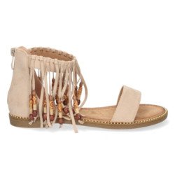 Sandalias Plana de Esclava con Flecos