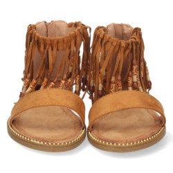 Sandalias Plana de Esclava con Flecos