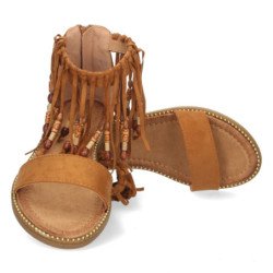 Sandalias Plana de Esclava con Flecos