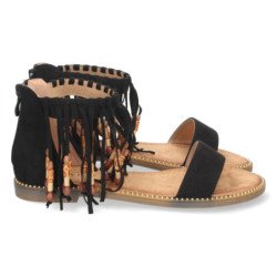 Sandalias Plana de Esclava con Flecos