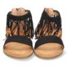 Sandalias Plana de Esclava con Flecos
