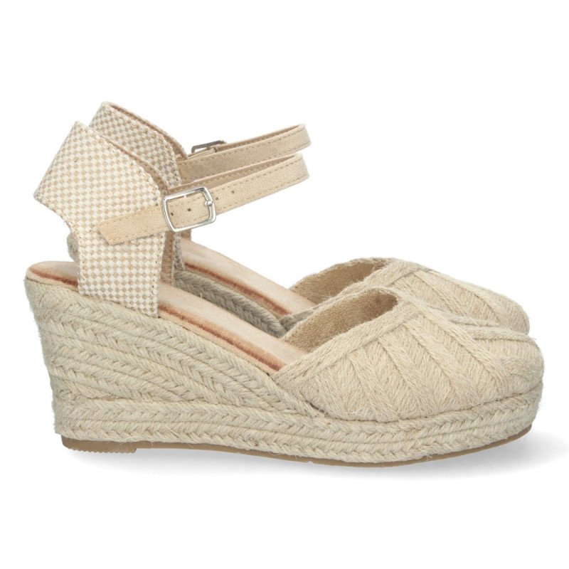 Sandalias de Cuña con Yute y Hebilla