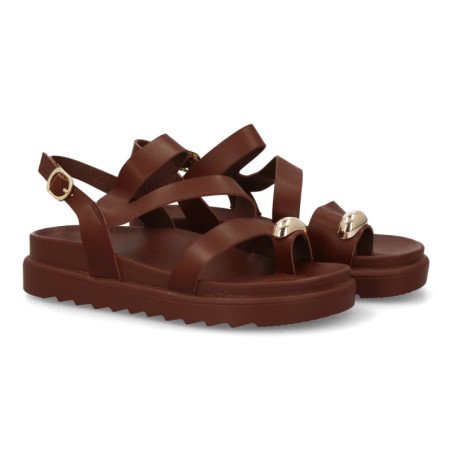 Sandalias de plataforma tiras mujer color marron AG-420