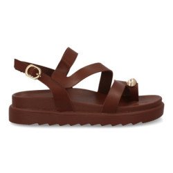 Sandalias de plataforma tiras mujer color marron AG-420