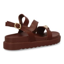 Sandalias de plataforma tiras mujer color marron AG-420