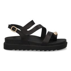 Sandalias de plataforma tiras mujer color negro AG-420