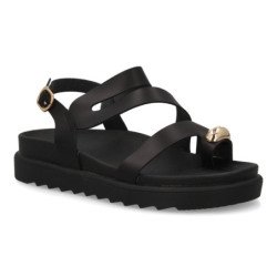 Sandalias de plataforma tiras mujer color negro AG-420
