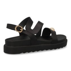 Sandalias de plataforma tiras mujer color negro AG-420