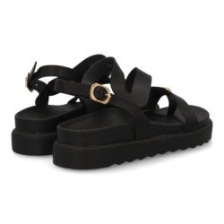 Sandalias de plataforma tiras mujer color negro AG-420
