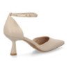 Zapatos de vestir tacon bajo elegante mujer color beige B-3369