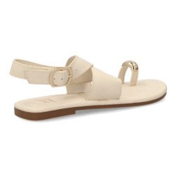 Sandalias planas hebilla de mujer color beige KK-1017