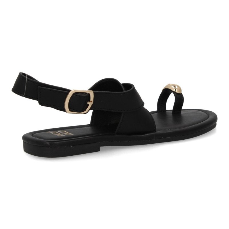 Sandalias planas hebilla de mujer color negro KK-1017
