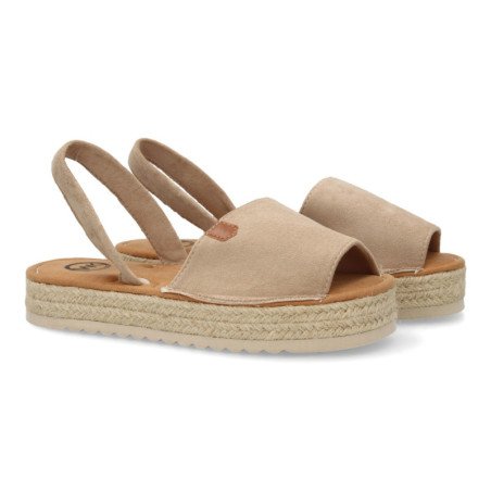 Sandalias planas en yute de mujer color beige MT-113
