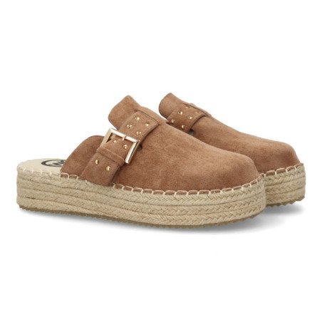 Zuecos de plataforma en yute de mujer color kaki MT-99