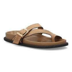 Sandalias planas tachuelas de mujer color kaki OH-576