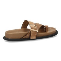 Sandalias planas tachuelas de mujer color kaki OH-576