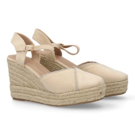 Sandalias de cuña en yute de mujer color beige TF3500