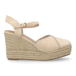 Sandalias de cuña en yute de mujer color beige TF3500