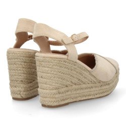 Sandalias de cuña en yute de mujer color beige TF3500