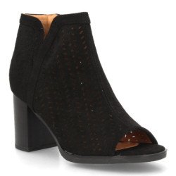 Botines calados tacon medio de mujer color negro VR2-011