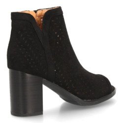 Botines calados tacon medio de mujer color negro VR2-011