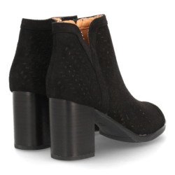 Botines calados tacon medio de mujer color negro VR2-011