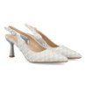 Zapatos plateados destalonados de vestir tacon medio de mujer C5212