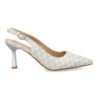 Zapatos plateados destalonados de vestir tacon medio de mujer C5212
