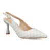 Zapatos plateados destalonados de vestir tacon medio de mujer C5212