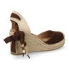 Sandalias de cuña en yute comodas de mujer lazos color marron cafe CF-5768