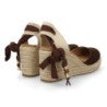Sandalias de cuña en yute comodas de mujer lazos color marron cafe CF-5768