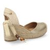 Sandalias doradas de cuña en yute comodas de mujer lazos CF-5768