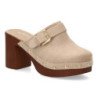 Zuecos de tacón y plataforma tachuelas de mujer color kaki F280-1