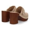 Zuecos de tacón y plataforma tachuelas de mujer color kaki F280-1