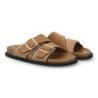 Sandalias planas pala cruzada hebillas de mujer color kaki OH-571