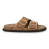 Sandalias planas pala cruzada hebillas de mujer color kaki OH-571