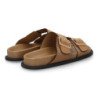 Sandalias planas pala cruzada hebillas de mujer color kaki OH-571