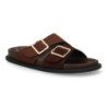 Sandalias planas pala cruzada hebillas de mujer color marron OH-571