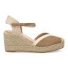 Sandalias de cuña en yute hebilla de mujer color kaki TF2913