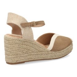 Sandalias de cuña en yute hebilla de mujer color kaki TF2913