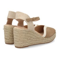 Sandalias de cuña en yute hebilla de mujer color kaki TF2913