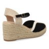 Sandalias de cuña en yute hebilla de mujer color negro TF2913