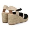 Sandalias de cuña en yute hebilla de mujer color negro TF2913