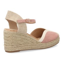 Sandalias de cuña en yute hebilla de mujer color rosa TF2913
